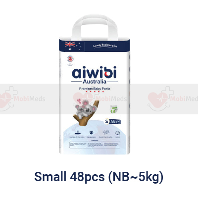 Aiwibi Disposable Breathable Baby Diapers With Elastic Waistband Small - 48Pcs