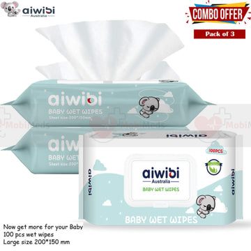 Aiwibi Wet Wipes 100 Pcs Pack of 3