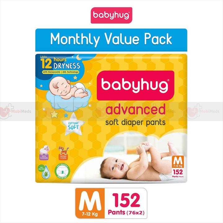 Babyhug Advanced Pant Style Baby Diapers Medium Size (Monthly Pack - 152 Pieces