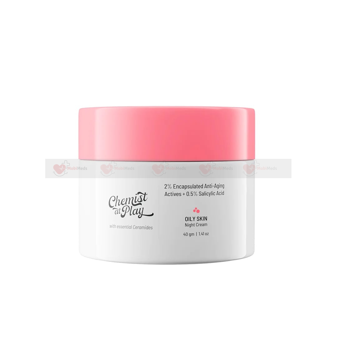 Chemist At Play Night Cream For Oily, Acne-Prone Skin - 40GM (2% Encapsulated Anti-Aging Actives + 0.5% Salicylic Acid)