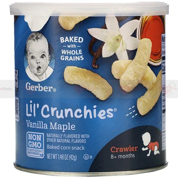 Gerber Lil’ Crunchies, Baked Corn Snack Vanilla Maple, 8+ Months,1.48 oz (42 g)
