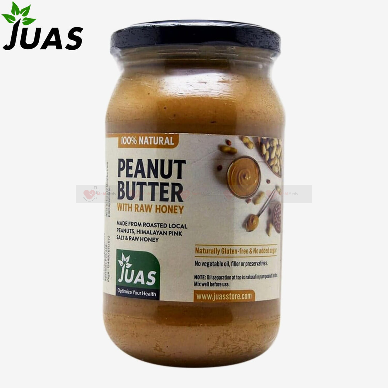 JUAS Peanut Butter With Raw Honey (All Natural) 395gm
