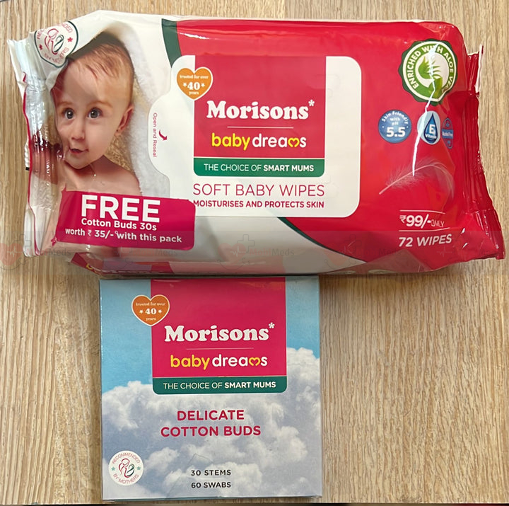 Morisons Baby Dreams Wipes with Cotton buds