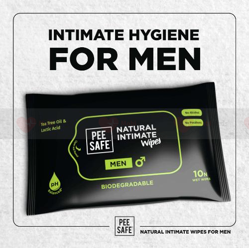 Pee Safe Biodegradable Intimate Wipes for Men - Pack of 10