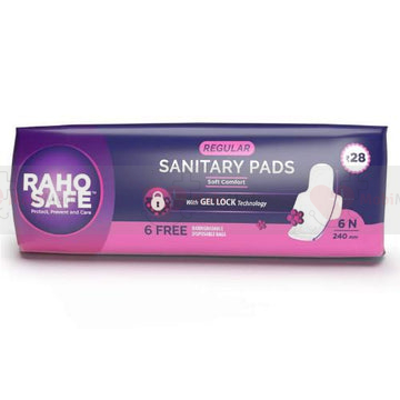 Raho Safe By Pee Safe Sanitary Pad Regular with Biodegradable Disposable Bags (Pack of 6)